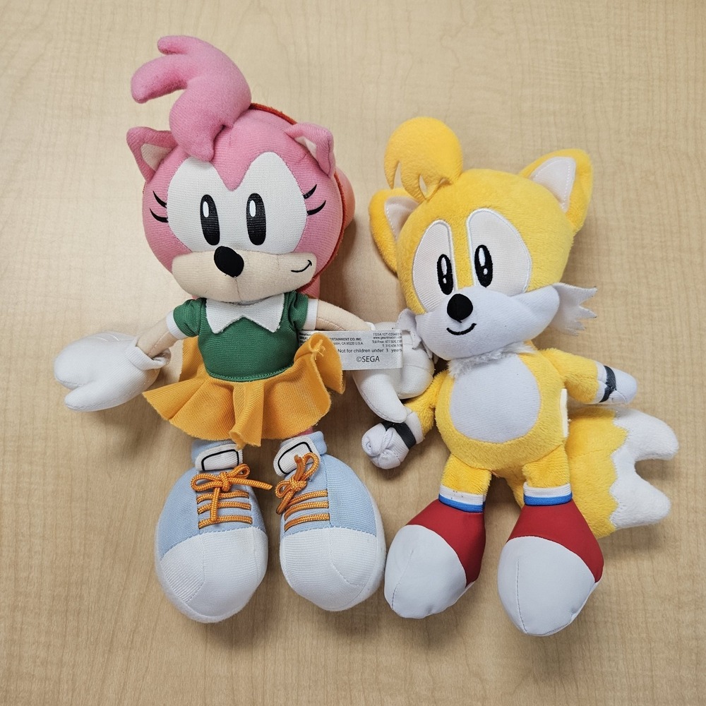 Sonic The Hedgehog Tails & Amy‎ Rose Plush Sega Stuffed Animal Lot Of 2